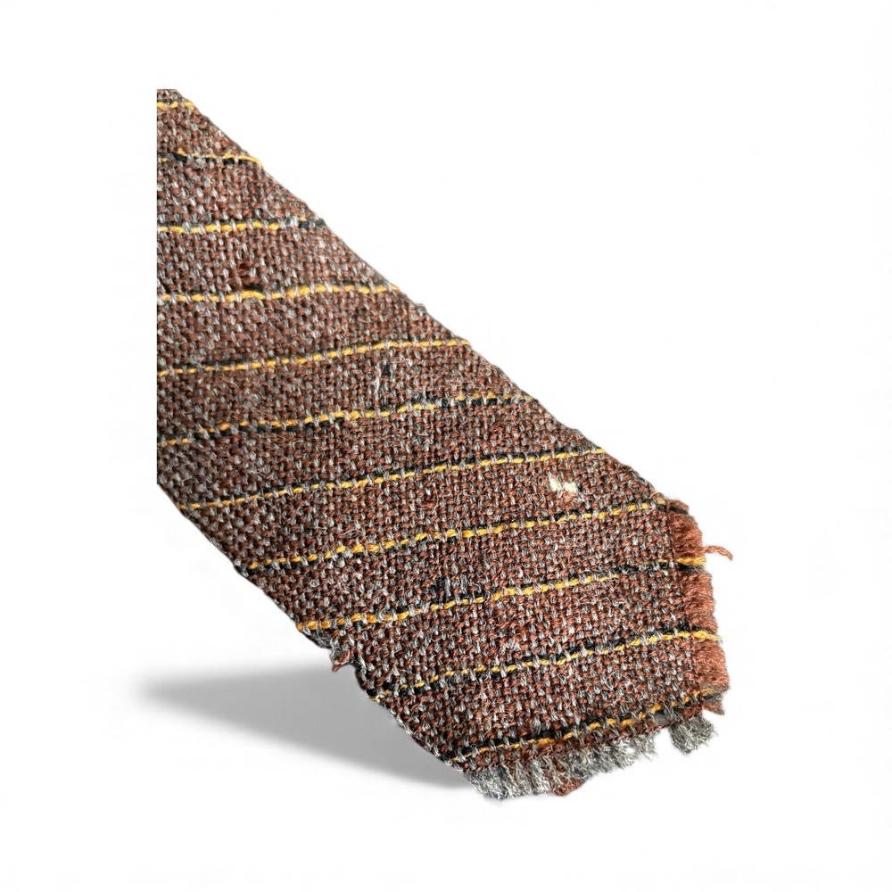 Handwoven Smoky‎ Mountain Weavers Wool Tie 58x2" Vintage Brown Striped Handmade